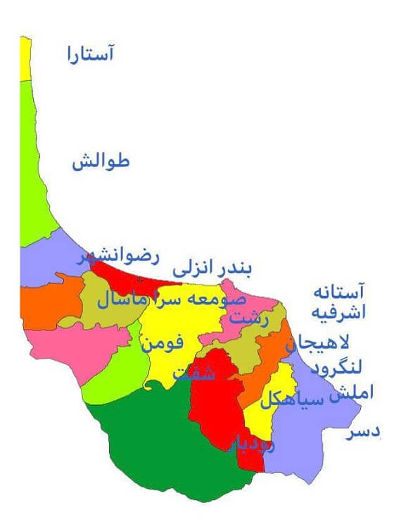 نقشه استان گیلان